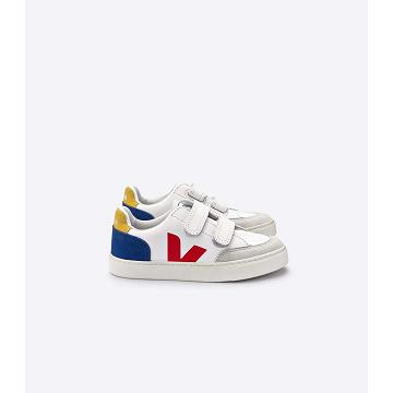 Veja V-12 LEATHER Tornacipő Gyerek White/Red/Blue | HU 881HAP